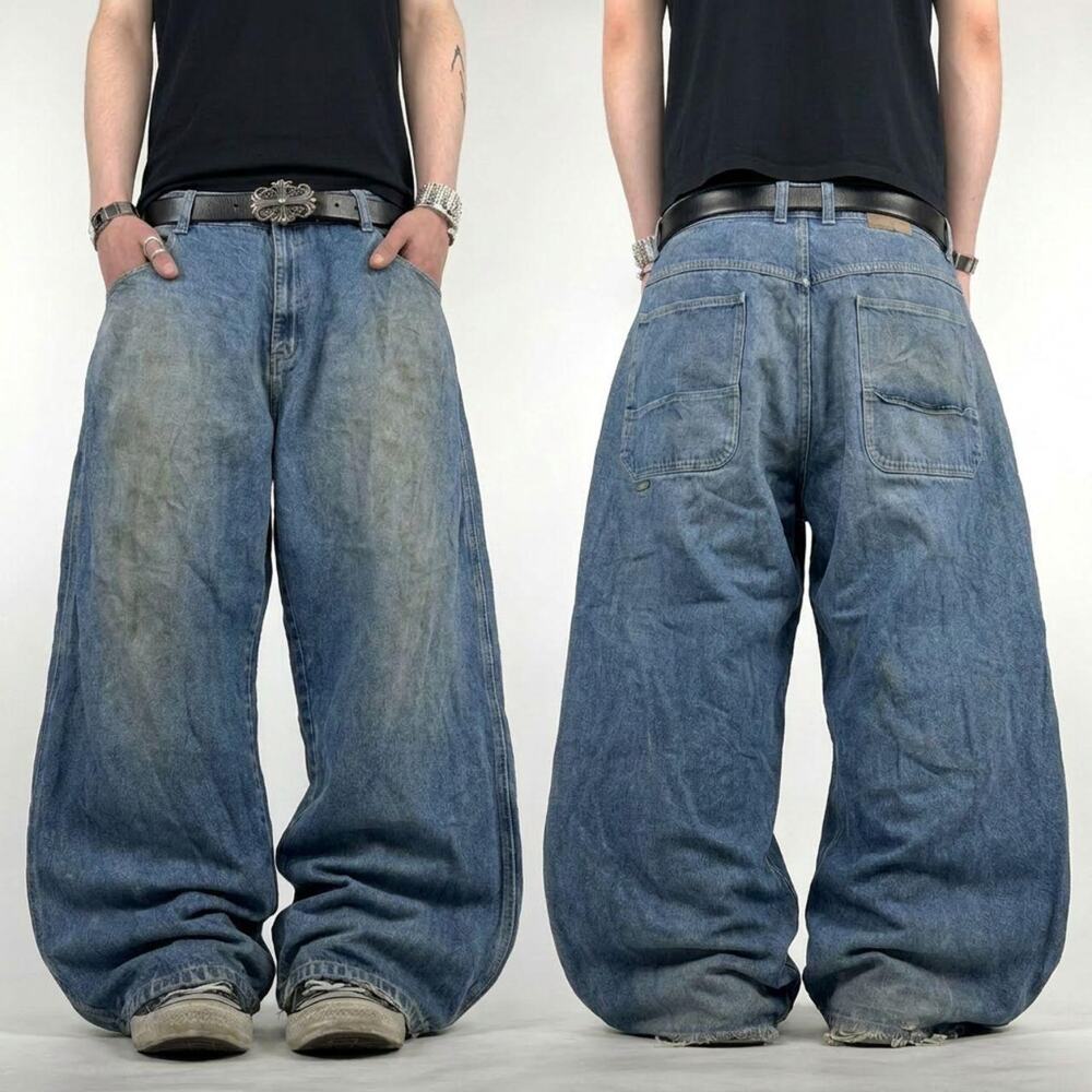 Vintage y2k distressed ultra baggy wide leg archive rare skater grunge jeans